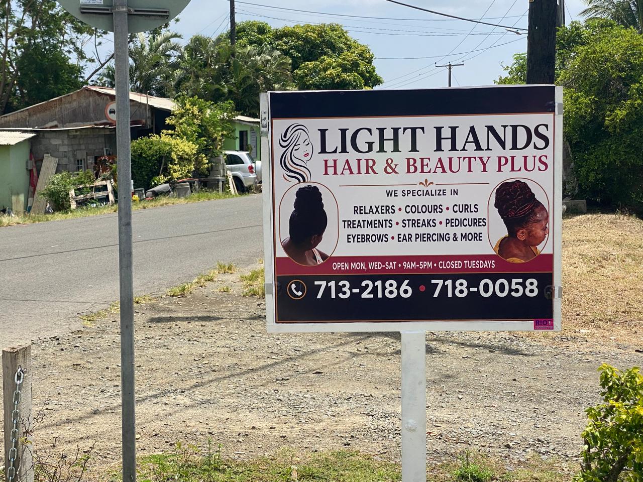 Installed roadside business sign